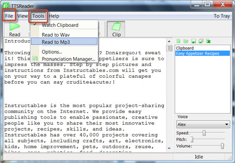 convert text to speechr-add file